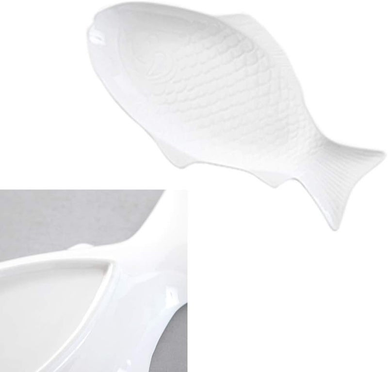 DOITOOL Fish Plate Fish Plate Ceramic Serving Platter Dish Fish Shape Textured Serving Dish Porcelain Serving Platter Food Tray Party Platter for Fruit or Cheese 109L x 57W - Image 5