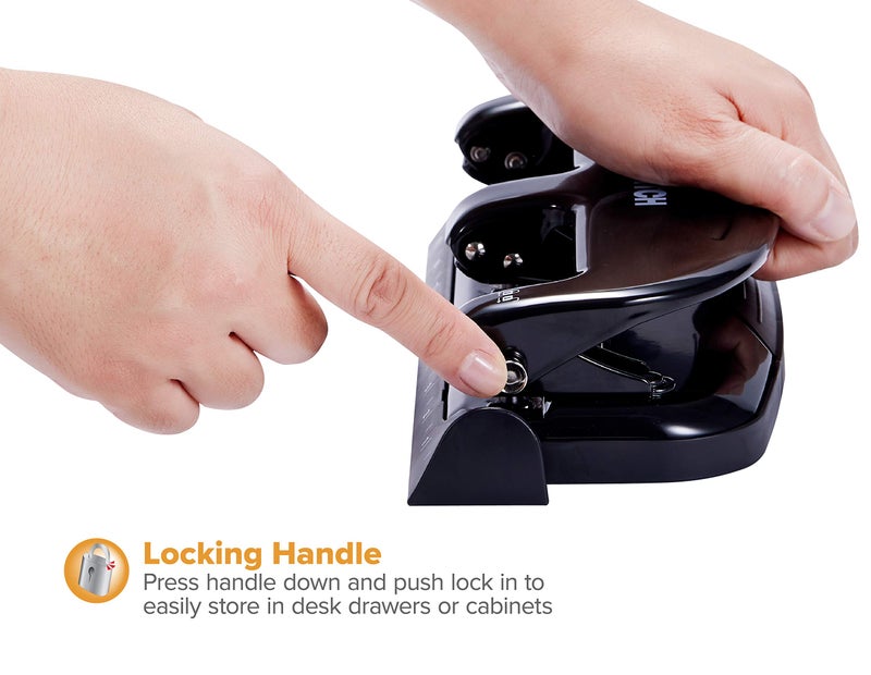 Bostitch Office EZ Squeeze 20 Sheet Standard 3 Hole Punch, Metal Construction, Silver/Black (HP20) - Image 4