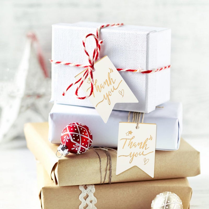 White Foil Stamped Decorative Tags 100pcs for Party Favors Wedding Shower Thanksgiving DIY Wrapping - Image 5