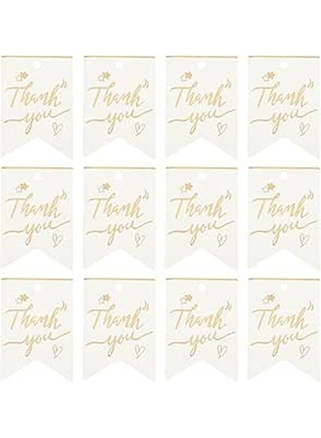 White Foil Stamped Decorative Tags 100pcs for Party Favors Wedding Shower Thanksgiving DIY Wrapping - Image 1