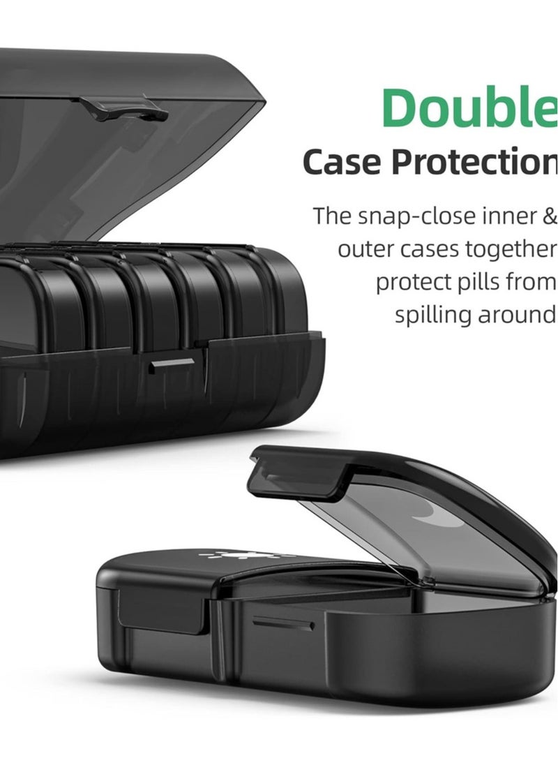 DMG TECH - Extra Large Weekly Pill Organizer 2 Times a Day, One-Side Open Pill Box 7 Day for Easy Filling, Black Privacy Protection AM PM Pill Case for Vitamins, Medication, Supplements, Fish Oils (Black) - Image 1