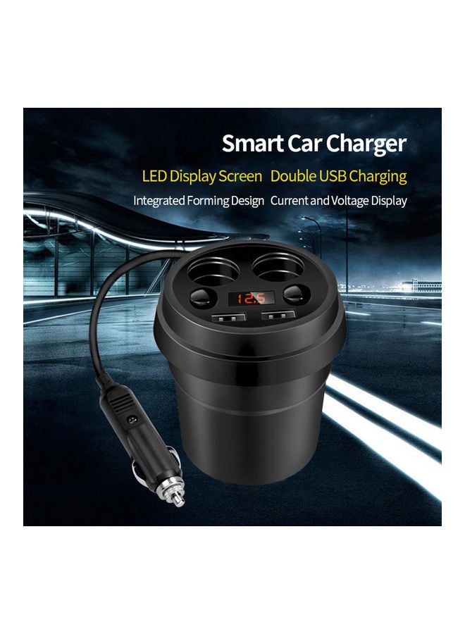 Loquat 3.1A Dual USB Car Mobile Charger With Voltage Current Display Black - Image 4