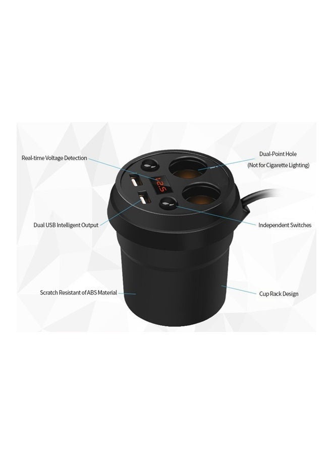 Loquat 3.1A Dual USB Car Mobile Charger With Voltage Current Display Black - Image 3