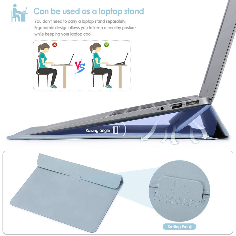HYZUO HYZUO 15-16 Inch Laptop Sleeve Case with Stand Feature for MacBook Pro 16 M4/M3/M2/M1 Pro/Max 2024-2019, XPS 15, MacBook Pro 15 2015-2012, Samsung Galaxy Book Flex/Pro 15, Pale Blue  - Image 3