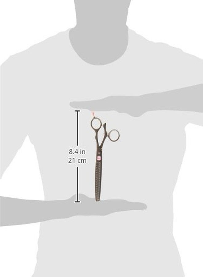 شيرز دايركت مقص ShearsDirect الياباني 440C ذو 22 سنًا، مصنوع من التيتانيوم الأسود، مزود بمفصل دوار جانبي وحجر وردي، بطول 7.5 بوصة. - Image 3