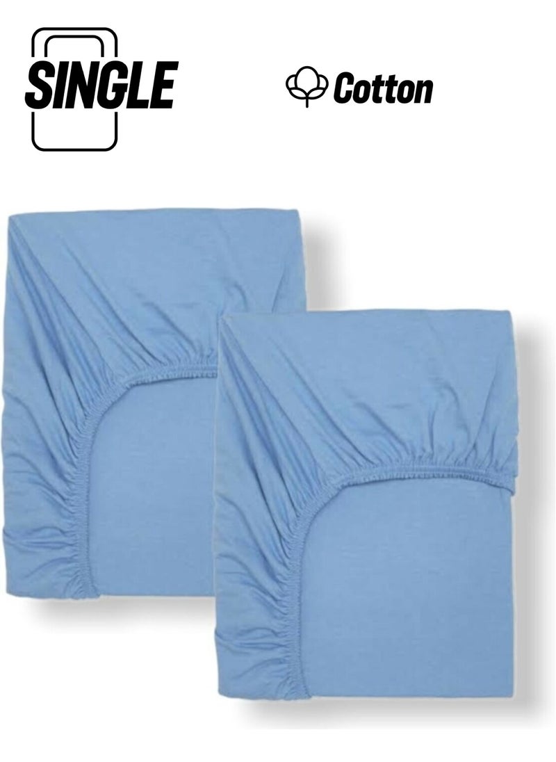 Bebek Özel Baby Special Cotton Baby and Kids Elastic Sheet Blue 90X140 (2 Pieces) 