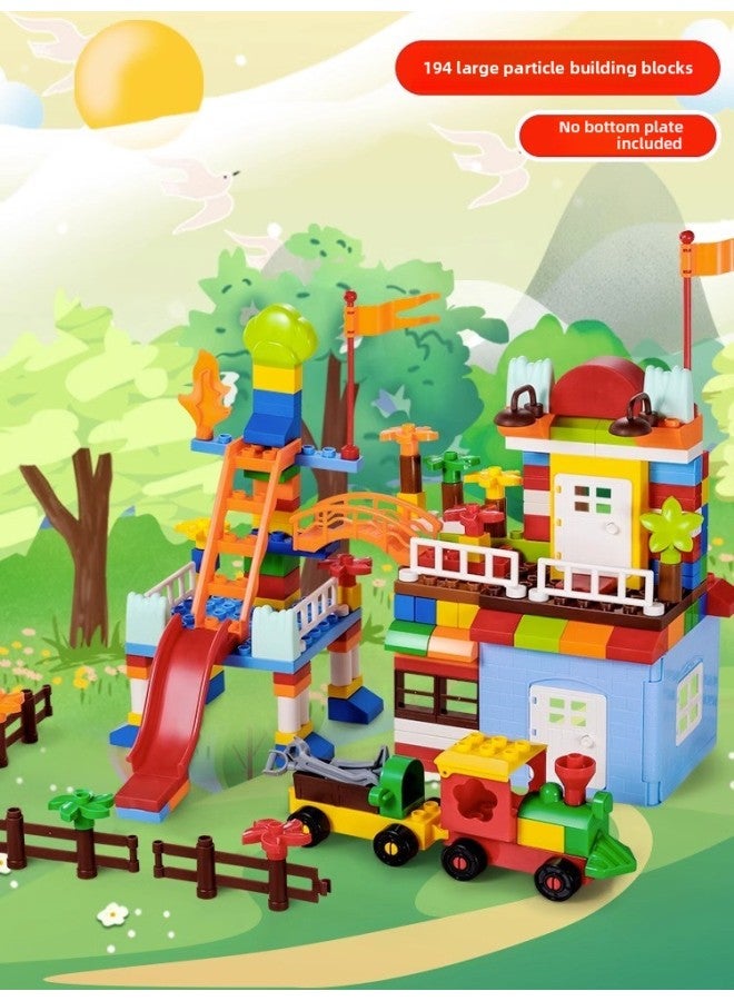 Variety Of Large Particles Building Blocks Assembled Children's Toys Slide Puzzle Boys And Girls Castle Slide Gift Puzzle Wholesale-Color:1201A [color Box] 194 Large Particle Building Blocks  - Image 1