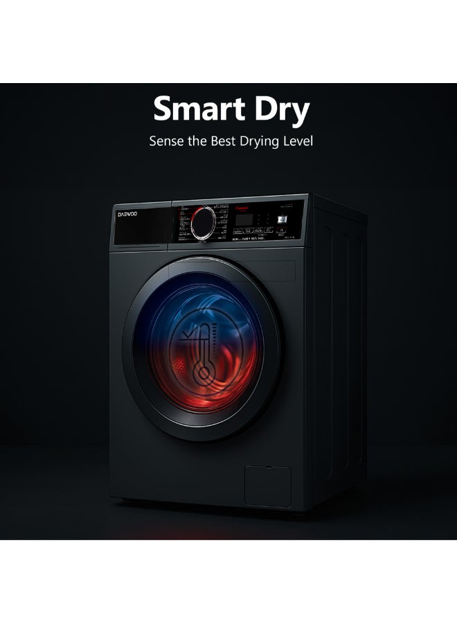 Daewoo 12KG Washer, 8kg Dryer, Front Load Washing Machine with Lunar Dial, 1400 RPM, 15 Programs, Fully Automatic, Digital LED Display, BLDC Inverter Motor, Turbo Wash, Drum Clean, Silver-DW-C2871SL-1 Year Warranty-Korean brand - Image 5