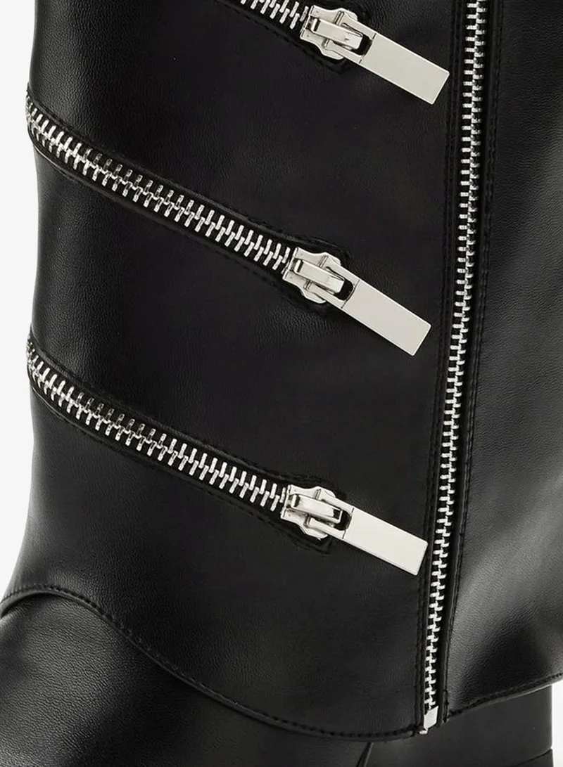 Celeste Black Women Zip Closure High Shaft Boots for Women | Best Price UAE