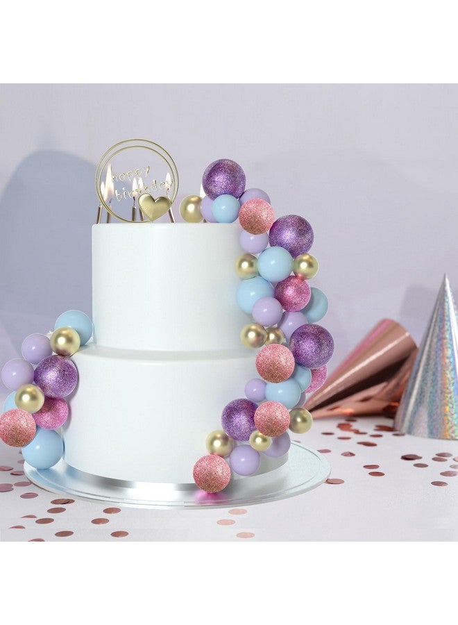 ASTARON 50 Pcs Ball Cake Topper Sticks Mini Balloons for Cake Decorating Supplies Foam Balls Cake decorations for Party Cake Birthday Cake Toppers Decorations (Pink，Purple，Blue) - Image 5
