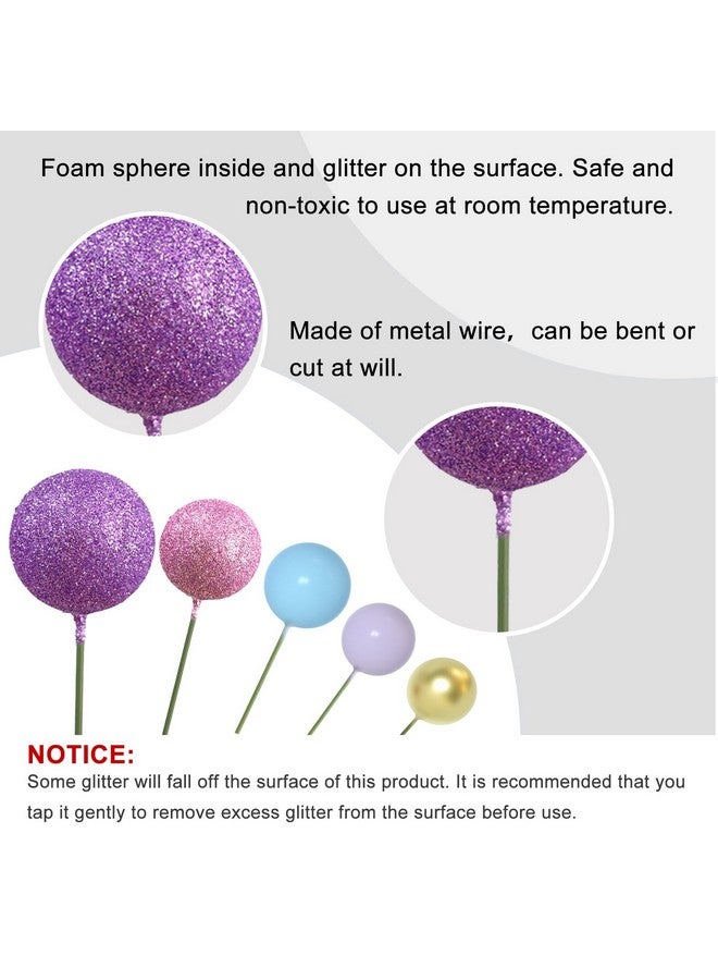 ASTARON 50 Pcs Ball Cake Topper Sticks Mini Balloons for Cake Decorating Supplies Foam Balls Cake decorations for Party Cake Birthday Cake Toppers Decorations (Pink，Purple，Blue) - Image 3