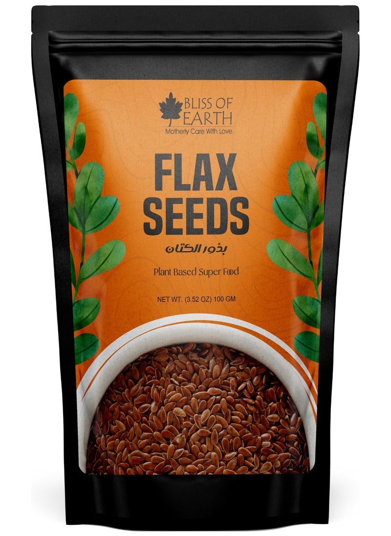 BLISS OF EARTH 100g Flax Seeds Raw Superfood for Weight Loss and Omega Rich High in Protein  - Image 1