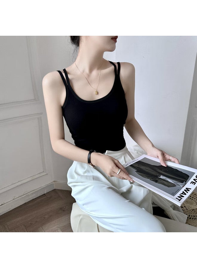 Yuzhaolin Women's Camisole Tank Top With Built-in Bra Pads, Backless Design, Sleeveless, Inner Wear, Autumn And Winter Base Layer Top, White - Image 3