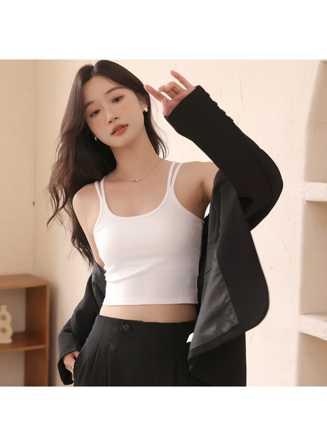 Yuzhaolin Women's Camisole Tank Top With Built-in Bra Pads, Backless Design, Sleeveless, Inner Wear, Autumn And Winter Base Layer Top, White - Image 5