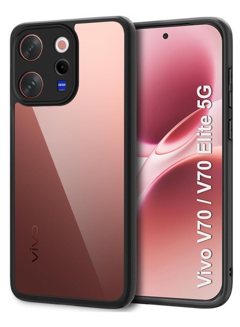 غطاء خلفي شفاف شفاف لهاتف Vivo V70 5G / V70 Elite 5G مع حماية للكاميرا مضاد للأصفر ومضاد لبصمات الأصابع وغطاء واقٍ خفيف الوزن - أسود - Image 1