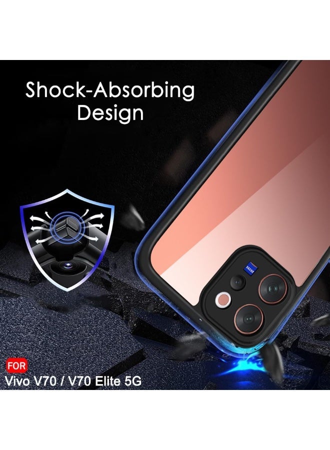 غطاء خلفي شفاف شفاف لهاتف Vivo V70 5G / V70 Elite 5G مع حماية للكاميرا مضاد للأصفر ومضاد لبصمات الأصابع وغطاء واقٍ خفيف الوزن - أسود - Image 5