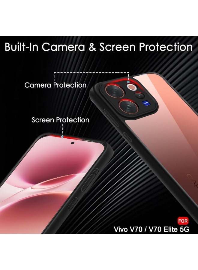 غطاء خلفي شفاف شفاف لهاتف Vivo V70 5G / V70 Elite 5G مع حماية للكاميرا مضاد للأصفر ومضاد لبصمات الأصابع وغطاء واقٍ خفيف الوزن - أسود - Image 3