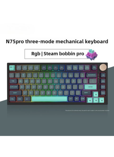 VGN N75 Game Power Customized Mechanical Keyboard Gasket Structure 75% With Full Key Hot Plug Other-Colour:N75pro Vapor Wave Axis Pro Caribbean Rgb-three Mode-82 Keys
