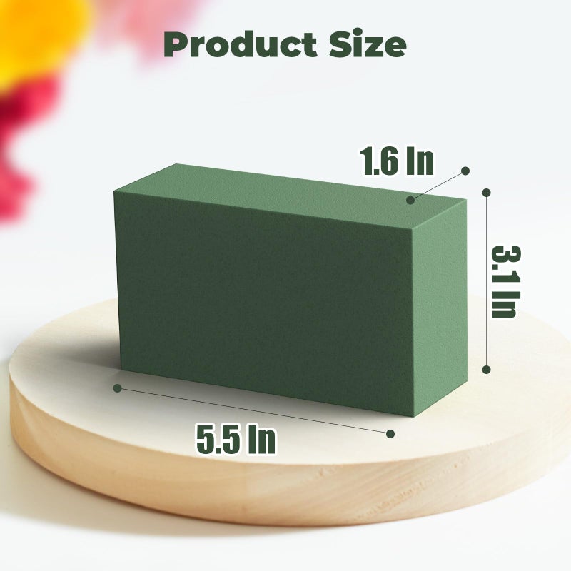 AYNAUHX Upgraded 6 Pack Floral Flower Foam Blocks, Green Plant Foam for Flower Arrangements, Wet & Dry Florist Foam Styrofoam for Fresh and Artificial Flowers (5.5"L X 3.1"W X 1.6"H) - Image 2