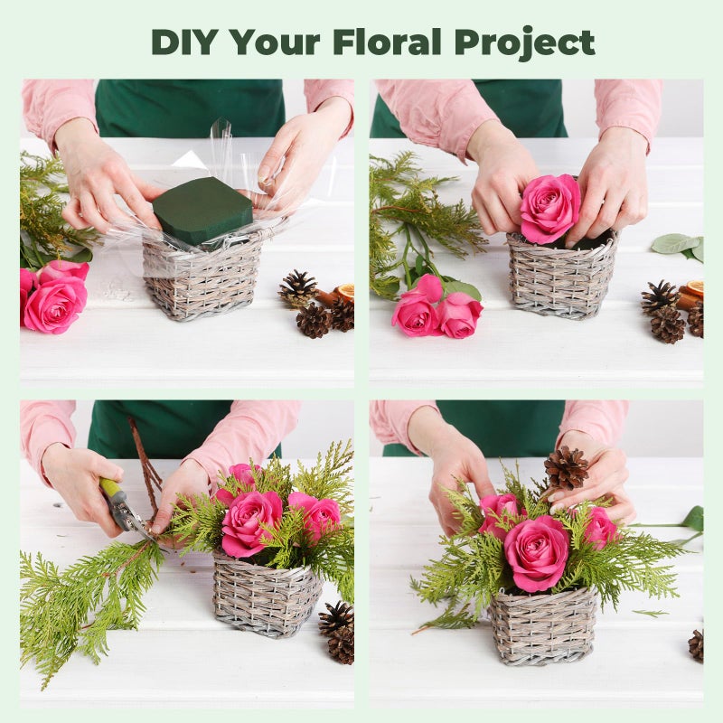 AYNAUHX Upgraded 6 Pack Floral Flower Foam Blocks, Green Plant Foam for Flower Arrangements, Wet & Dry Florist Foam Styrofoam for Fresh and Artificial Flowers (5.5"L X 3.1"W X 1.6"H) - Image 4