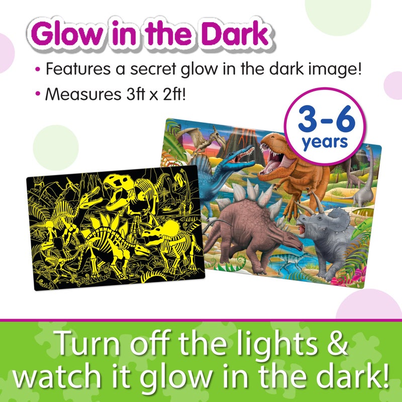 The Learning Journey Puzzle Doubles Glow in the Dark - Dinos - 100 Piece Glow in the Dark Preschool Puzzle (3 x 2 feet) - Educational Gifts for Boys & Girls Ages 3 and Up (787533) - Image 3