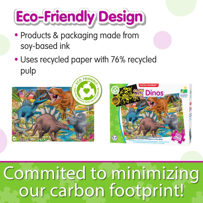 The Learning Journey Puzzle Doubles Glow in the Dark - Dinos - 100 Piece Glow in the Dark Preschool Puzzle (3 x 2 feet) - Educational Gifts for Boys & Girls Ages 3 and Up (787533) - Image 5