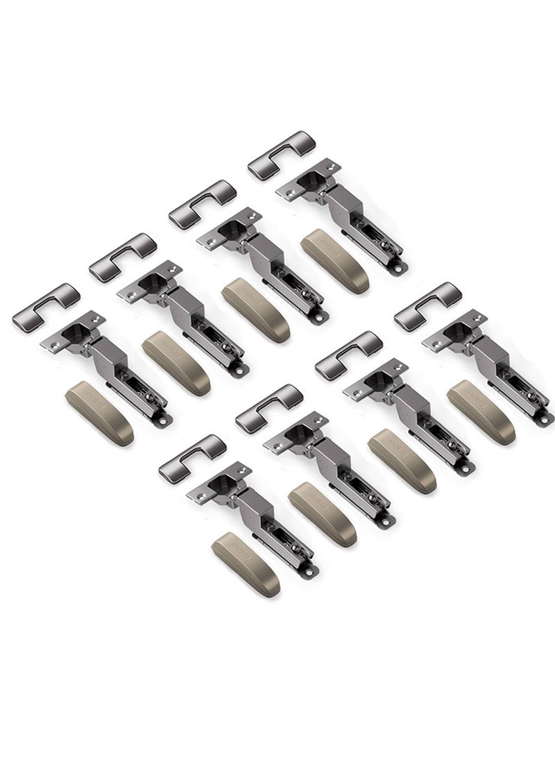 STARKE Pack of 8 Inset Soft Close Cabinet Wingless Hinge -Black Electroplated, 95 Degree Opening Angle, 16-25mm Application, Strong Hydraulic System - Gold Protective Cover & Screws included. - Image 1