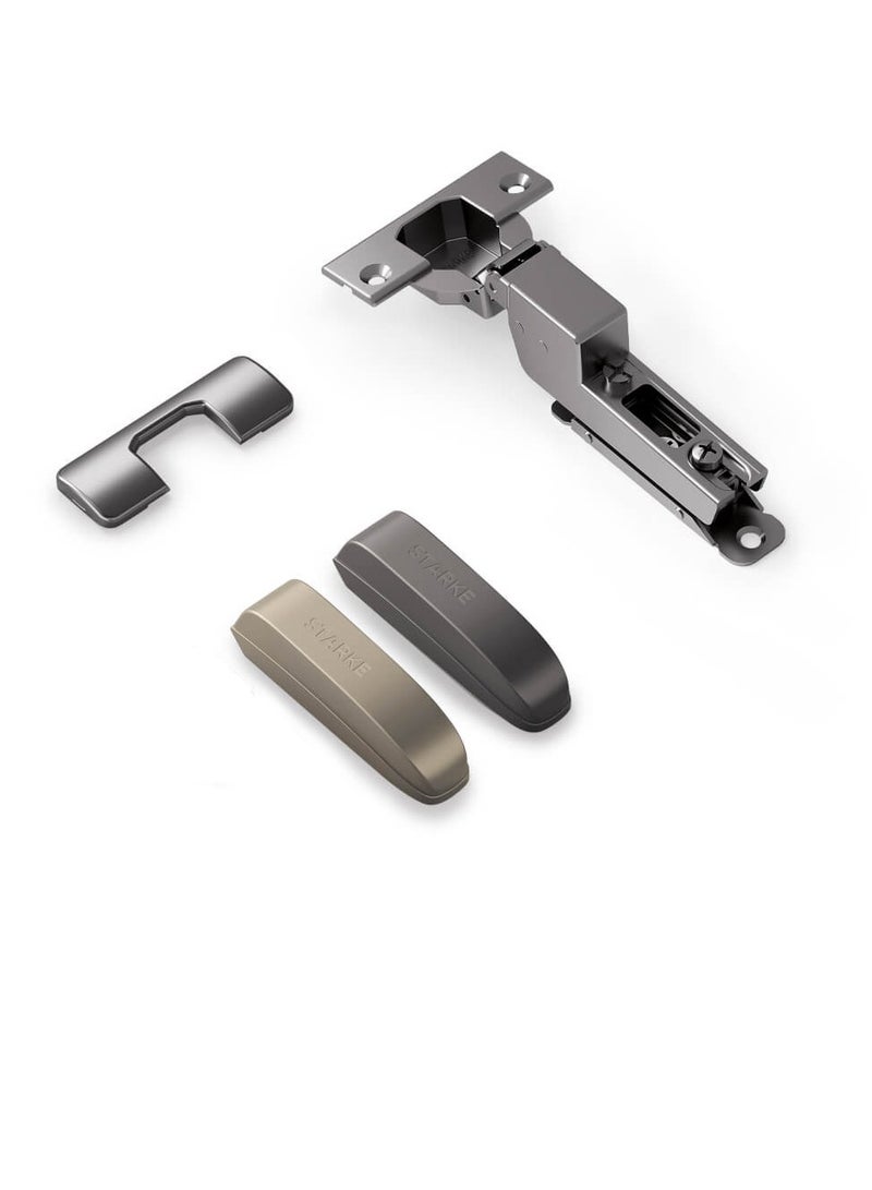 STARKE Pack of 8 Inset Soft Close Cabinet Wingless Hinge -Black Electroplated, 95 Degree Opening Angle, 16-25mm Application, Strong Hydraulic System - Gold Protective Cover & Screws included. - Image 3