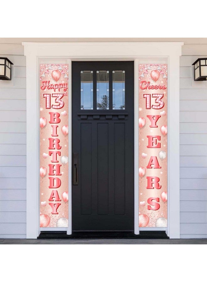 COOSOAR Happy 13Th Birthday Rose Gold Banner Backdrop Cheers To 13 Years Old Confetti Balloons Theme Decor For Girls 13 Years Old Pink Birthday Party Decorations Bday Supplies Gift Background Favors Glitter - Image 1