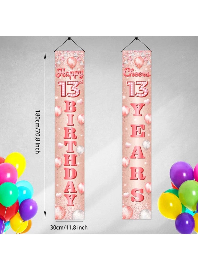 COOSOAR Happy 13Th Birthday Rose Gold Banner Backdrop Cheers To 13 Years Old Confetti Balloons Theme Decor For Girls 13 Years Old Pink Birthday Party Decorations Bday Supplies Gift Background Favors Glitter - Image 2