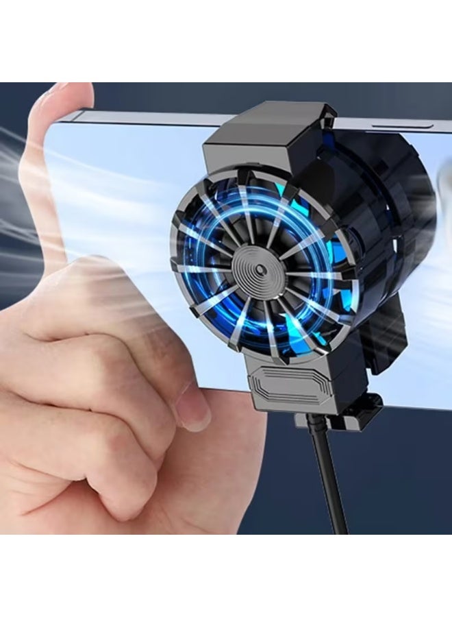 مروحة تبريد صغيرة X16 للهواتف المحمولة، تعمل بمنفذ USB لأجهزة أندرويد وآيفون + أصابع لعبة ببجي هدية - Image 2