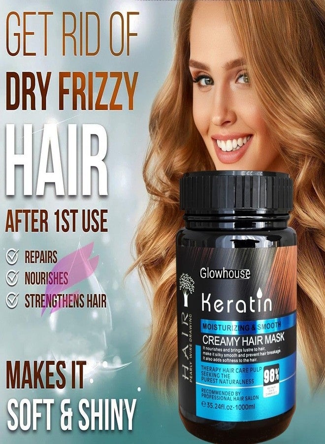 Glowhouse Fresh Keratin Spa Cream Hair Mask Moisturizing & Smoothing For Dry Damaged For All Hair Type (800G),1 Count - Image 3