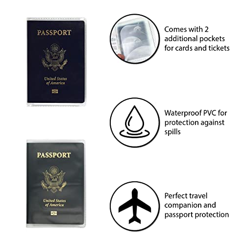 Millennial Essentials Clear & Frosted Passport Cover Plastic Passport Protector Vinyl ID Card Protector Case Holder Travel Pack of 3 (2 Clear + 1 Frosted) - Image 3