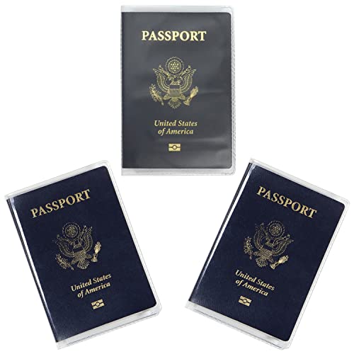 Millennial Essentials Clear & Frosted Passport Cover Plastic Passport Protector Vinyl ID Card Protector Case Holder Travel Pack of 3 (2 Clear + 1 Frosted) - Image 1
