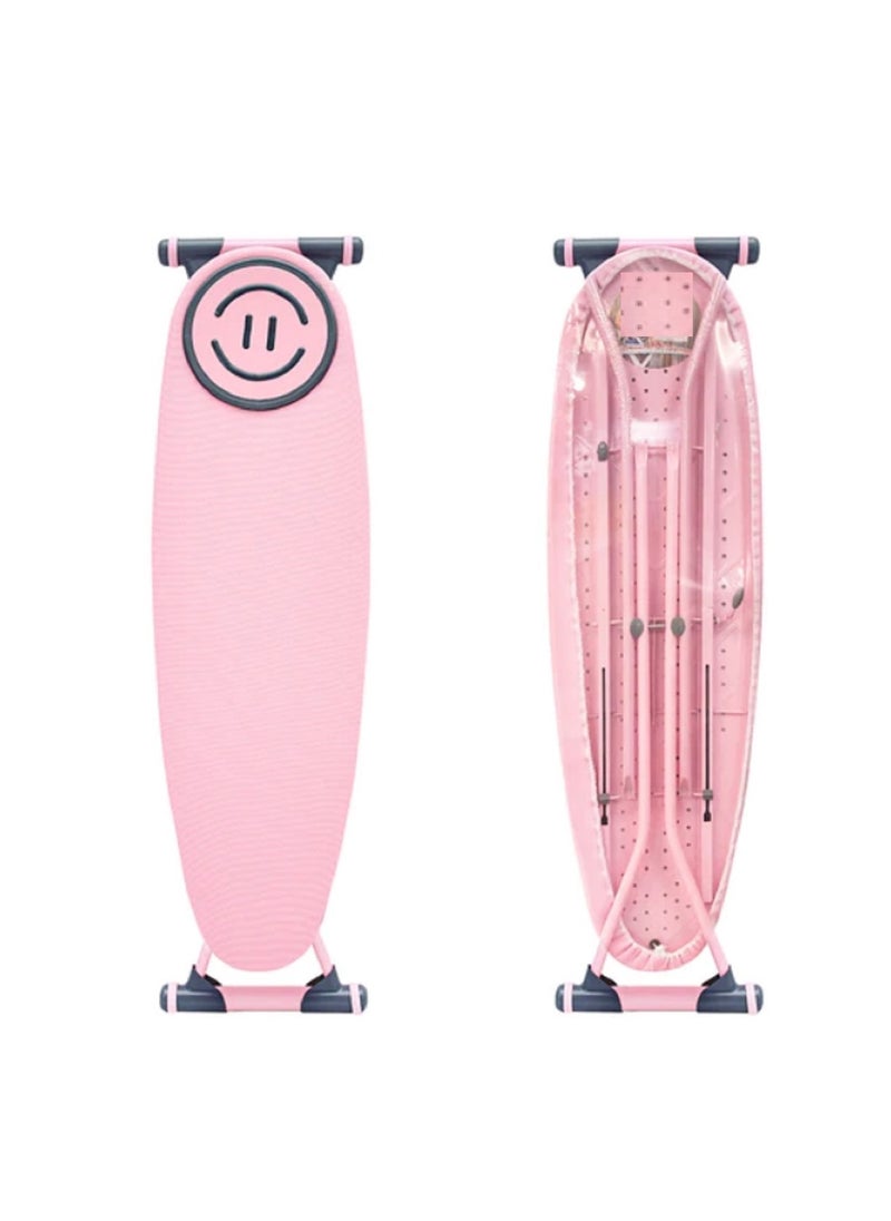 Home Maker - Premium Pink Iron Board With Heat Resistant Cloth Cover & Non-burn Silicon Stoppers, 152x44 cm Table Size - Image 1