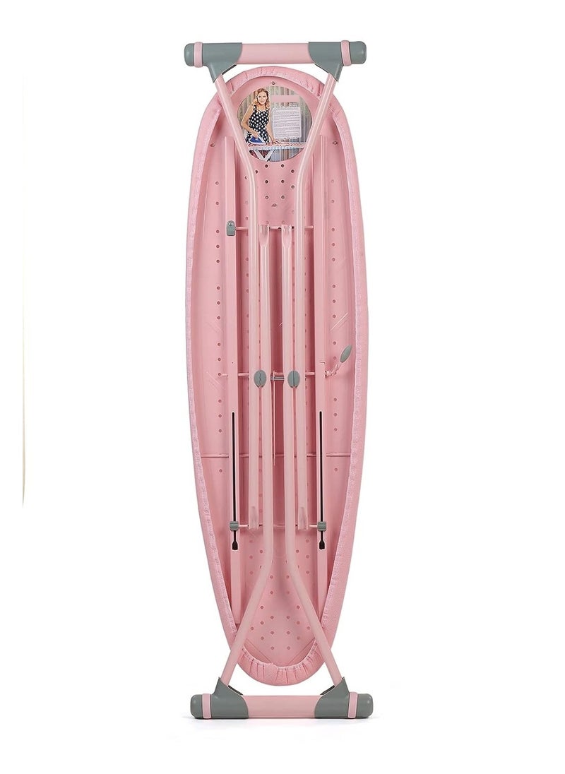 Home Maker - Premium Pink Iron Board With Heat Resistant Cloth Cover & Non-burn Silicon Stoppers, 152x44 cm Table Size - Image 1