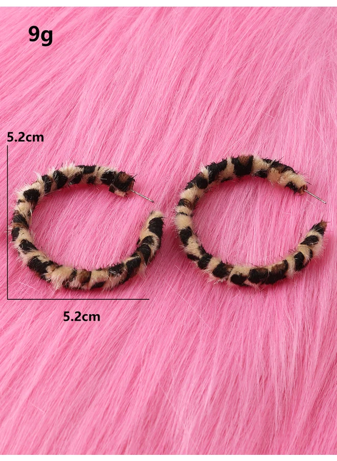 Take Two Take Two Leopard Print Textured Hoop Earrings
