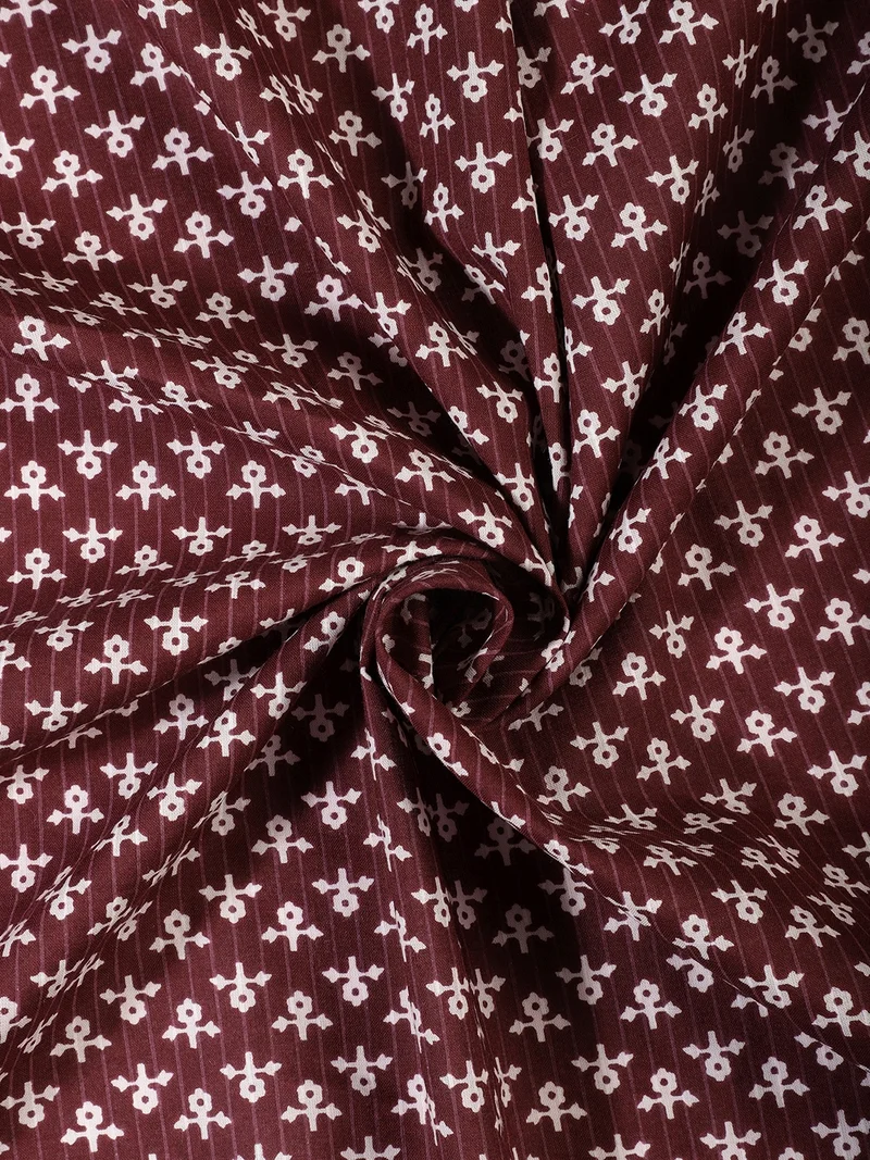 أيه كيه إس Maroon Cotton Fabric with Geometric Motifs