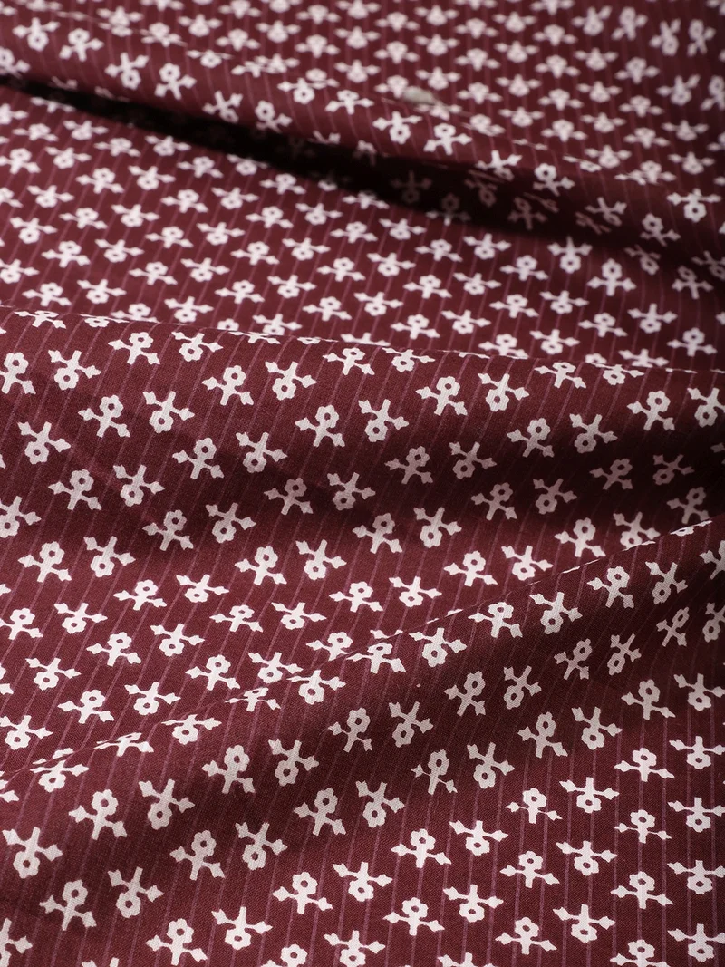 أيه كيه إس Maroon Cotton Fabric with Geometric Motifs