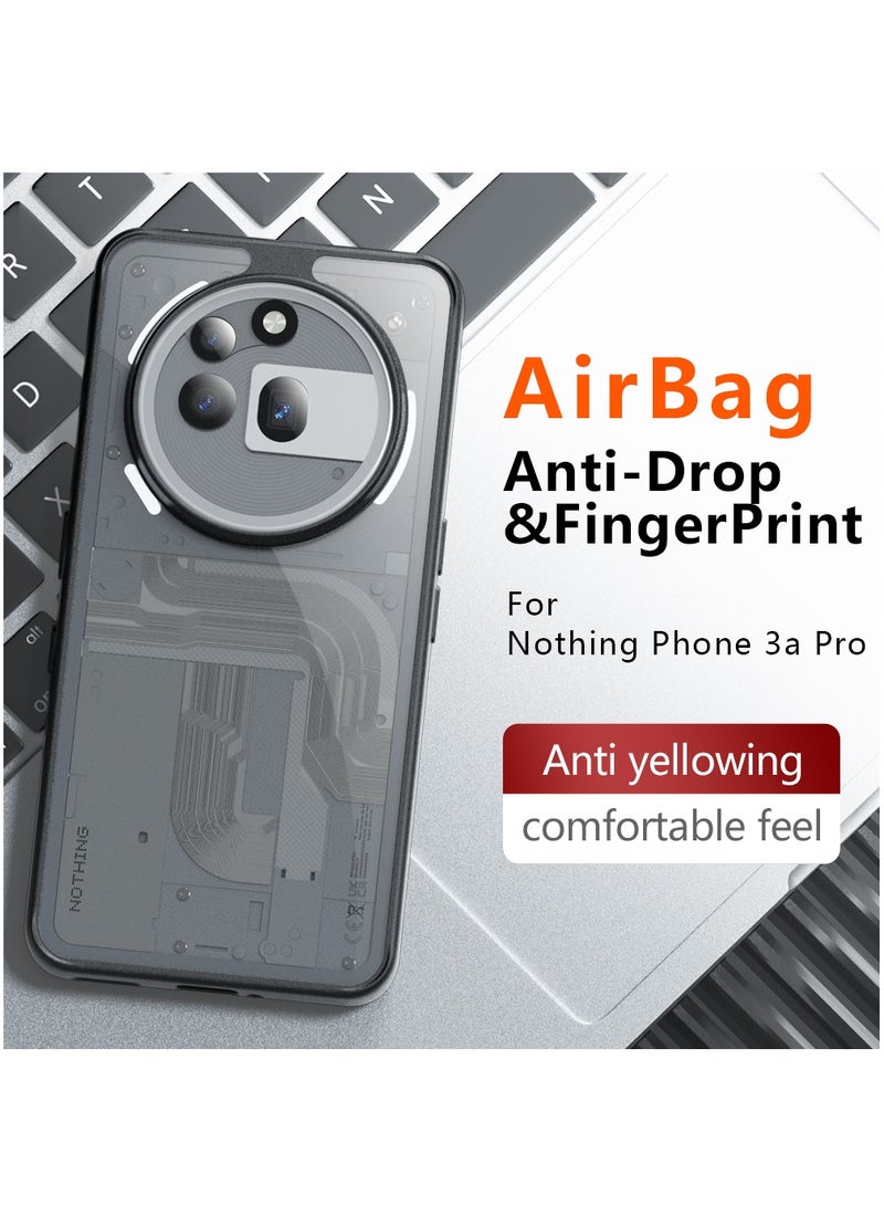 [1+1 Sets] For Nothing Phone 3a Pro Case Cover & Screen Protector Frosted Translucent Back Protective Slim Phone Cover, Anti-Fingerprints, Anti-Fall Drop Protection，Tempered Flims  - Image 4