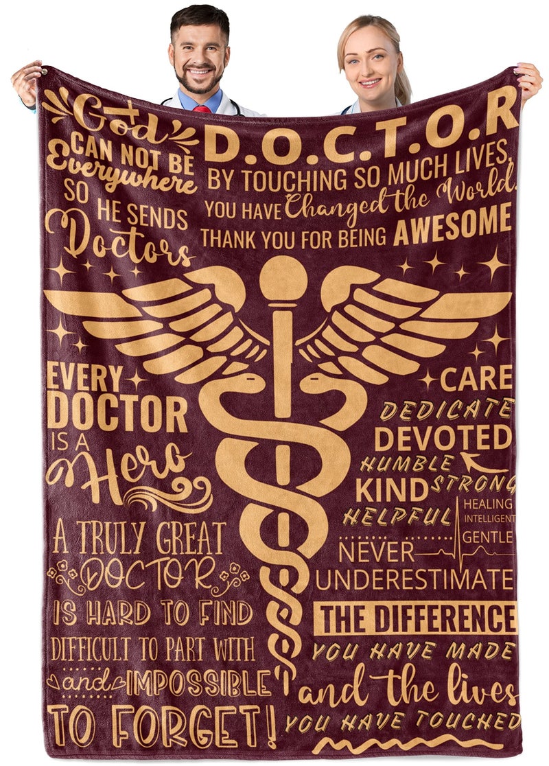 InnoBeta Doctor Gifts for Men Women Appreciation Thank You Throw Blanket for Doctors on Doctors Day Christmas Retirement Birthdays 50 x 65 Inches  Brown