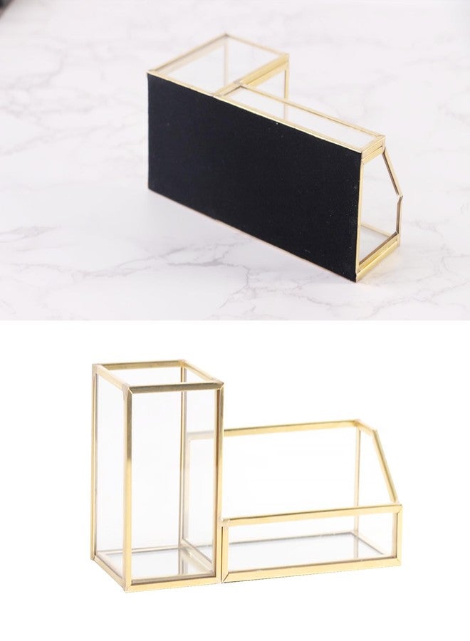 Feyarl Gold Glass Business Card Holder Pen Pencil Holder Desktop Business Name Card Office Accessory Display Stand Organizer Case for Office Desktop Meeting Countertop - Image 5