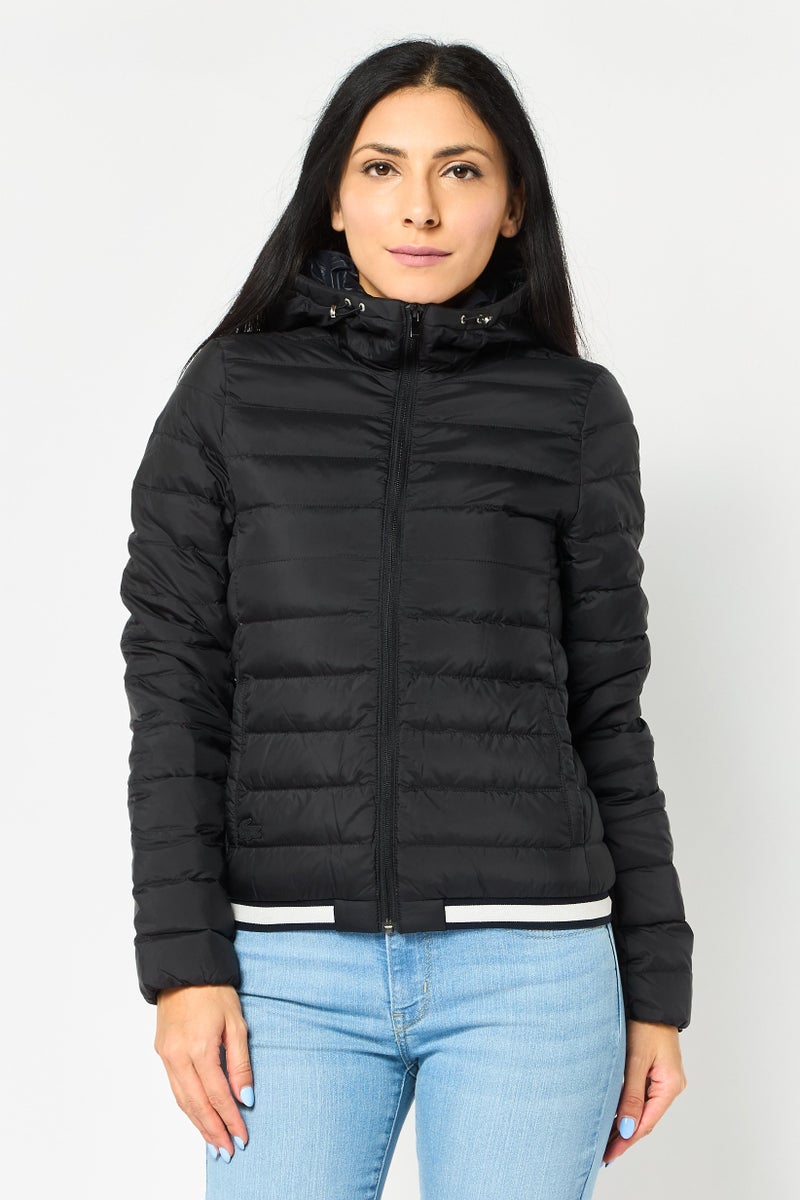 LACOSTE Women Quilted Puffer Jacket, Dark Navy - Image 1
