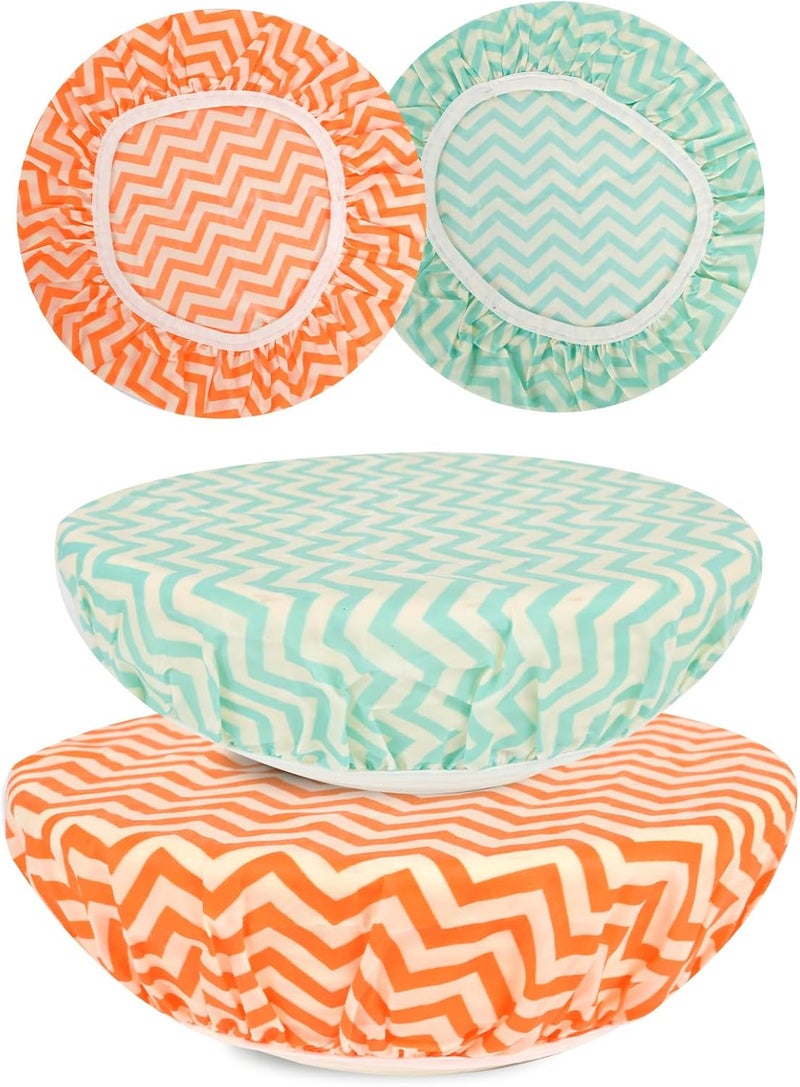BERBAM Reusable Bowl Covers for Bread Proofing（2 Large）- Cotton Beeswax Bowl Covers Reusable with Elastic Rim, Sourdough Bowl Cover for Food Storage and Food Preservation (10INCH)(wavy) - Image 1
