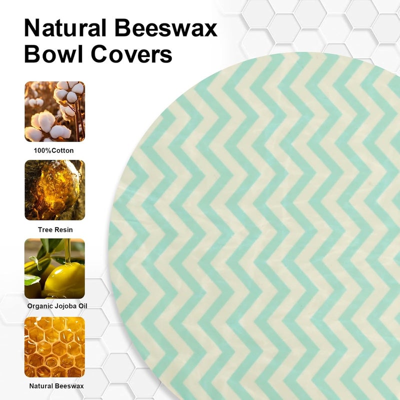 BERBAM Reusable Bowl Covers for Bread Proofing（2 Large）- Cotton Beeswax Bowl Covers Reusable with Elastic Rim, Sourdough Bowl Cover for Food Storage and Food Preservation (10INCH)(wavy) - Image 4