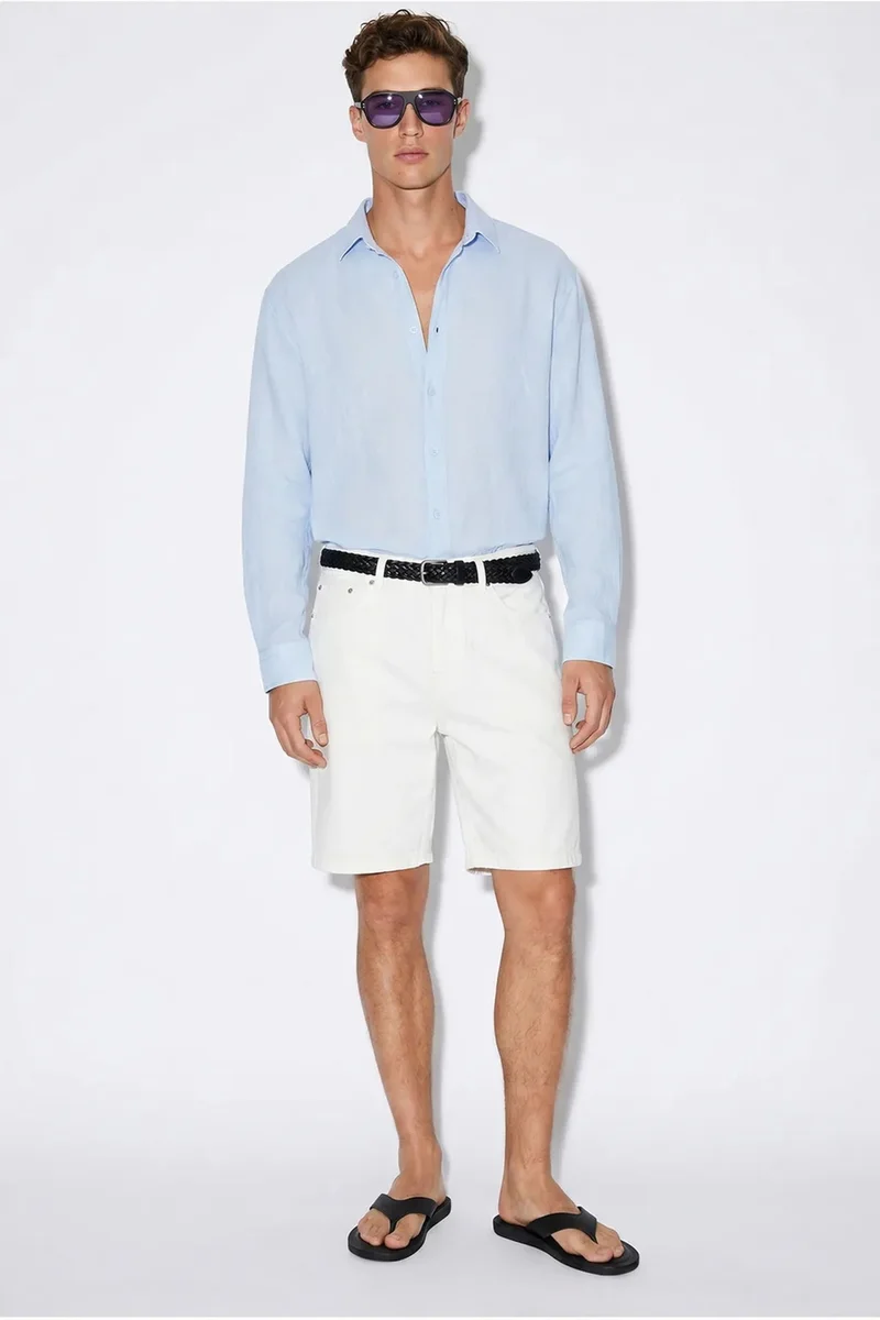 بيانكو لوتشي LUCCI Oversized Textured Button-Front Shirt