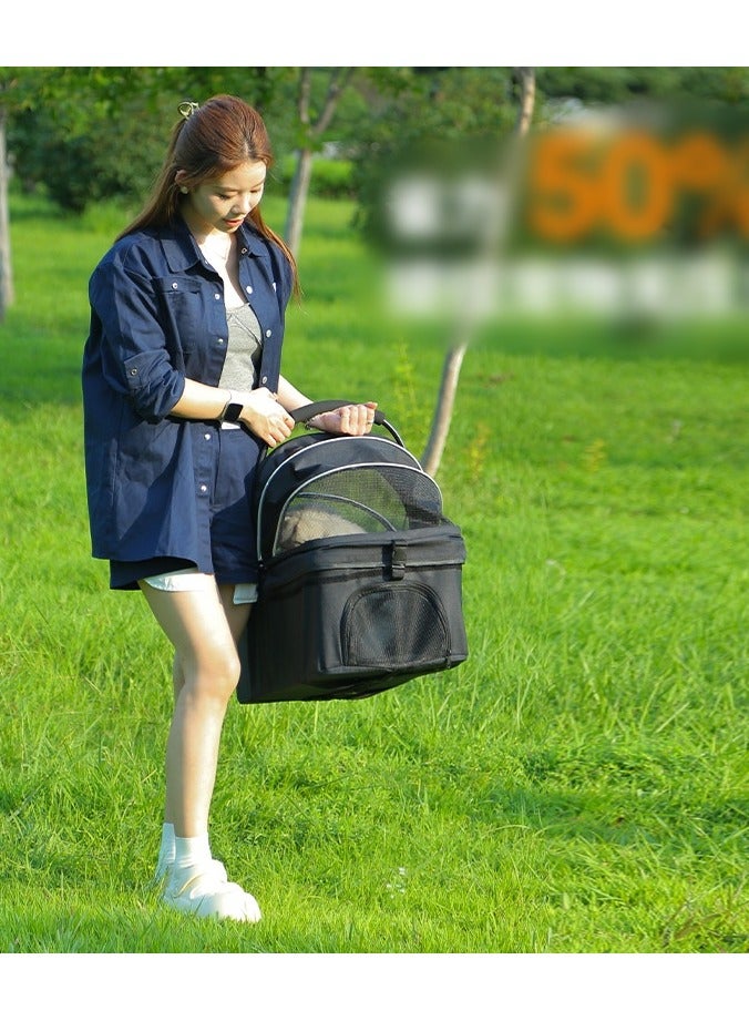 عربة حيوانات أليفة للقطط/الكلاب، عربات كلاب قابلة للفصل للكلاب الصغيرة والمتوسطة حتى 20 كجم، عربات دفع بدون سحاب للكلاب من بيت جير - Image 5