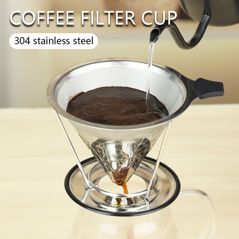 Reusable Stainless Steel Double Layer Coffee Dripper With Stand - Image 4