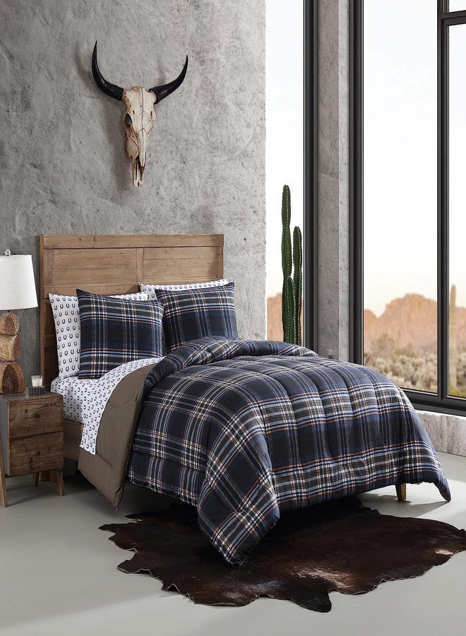 Wrangler - Twin Comforter Set, Soft Reversible Bedding with Matching Sham, Medium Weight, Oeko-Tex Certified (City Flats Plaid Navy) - Image 2
