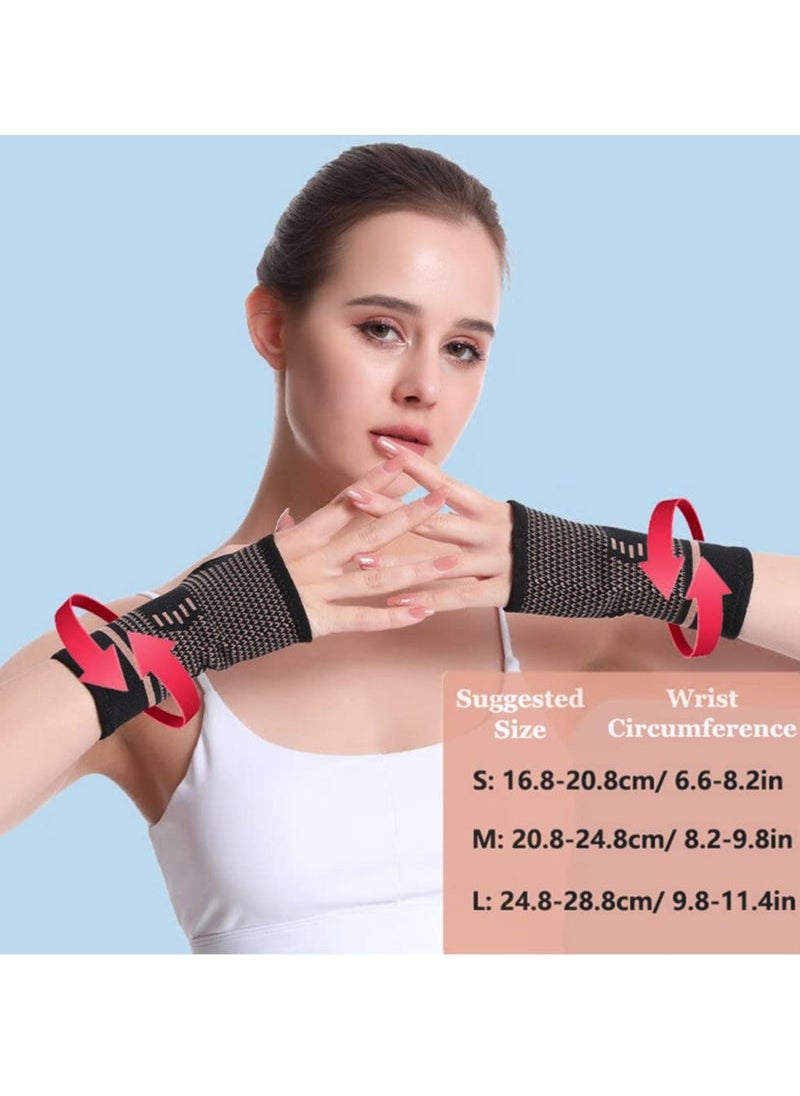 Generic - Support Brace, 1 Pair Carpal Tunnel Relief Fitness Sleeve, Copper Wrist Compression Sleeve, Elastic Breathable Wrist Support Sleeve Wrist Brace for Tendonitis, Arthritis, Sprains Pain Relief - Image 1